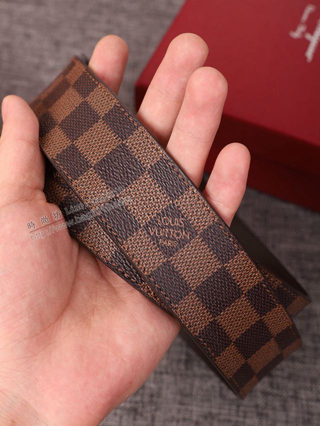 LV皮帶 經典LV腰帶系列 路易威登棋盤格男士腰帶  xfp2107